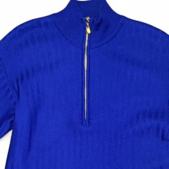 Classiques Petites XS Blue Half Zip Tunic Sweater 100% Extrafine Merino Wool - Picture 4 of 4